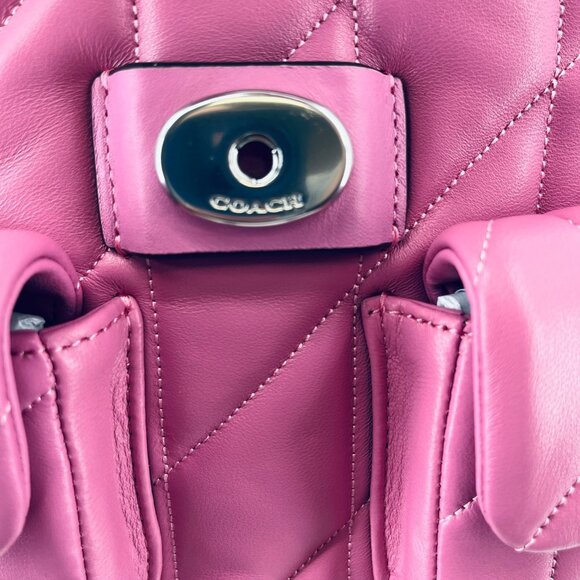 Coach Tabby Backpack Pillow Quilting Nappa Leather Pink Convertible Chain Strap - Picture 12 of 16